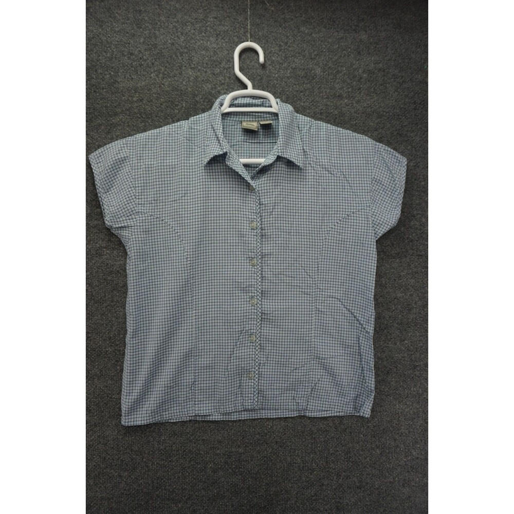 EMS Eastern Mountain Sports Shirt Womens Medium Blue Check Button Up